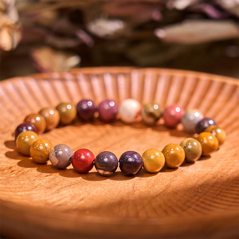 Bracelet de courage positif de la série de couleurs chaudes Buddha Stones stimulent la vitalité
