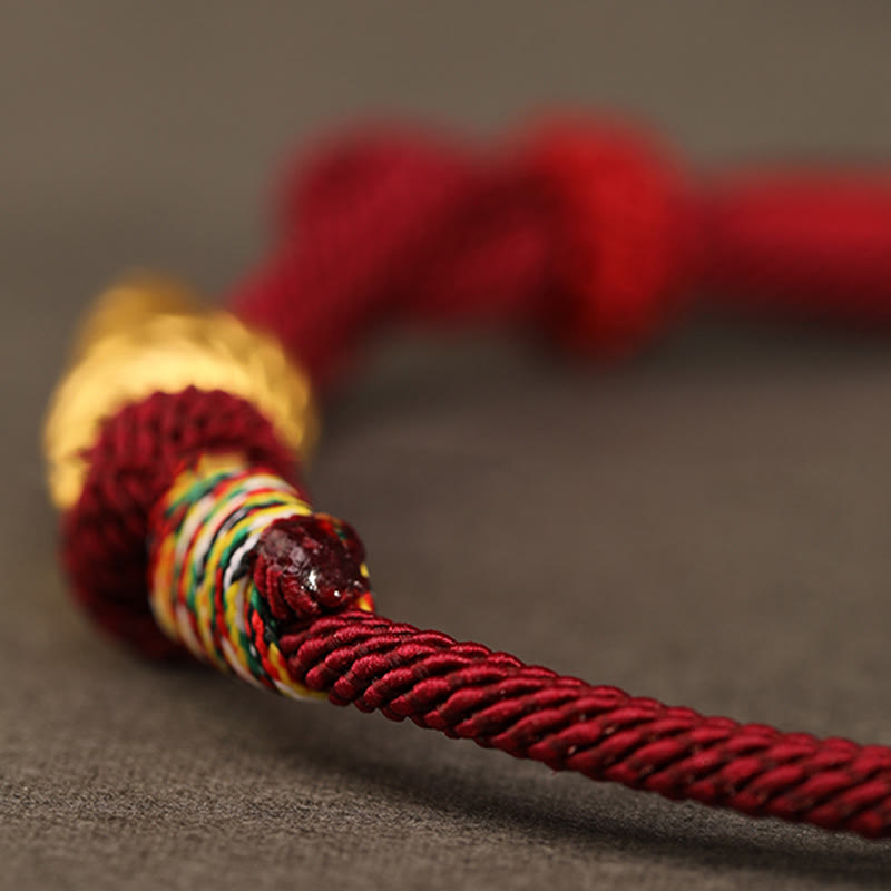 Bracelet tressé en corde de protection porte-bonheur fait main en or 999 avec motif de l'année du serpent