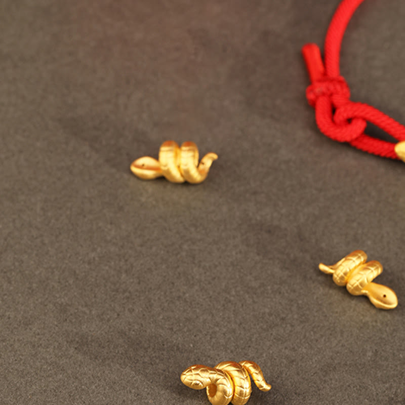 Bracelet tressé en corde de protection porte-bonheur fait main en or 999 avec motif de l'année du serpent - image 16