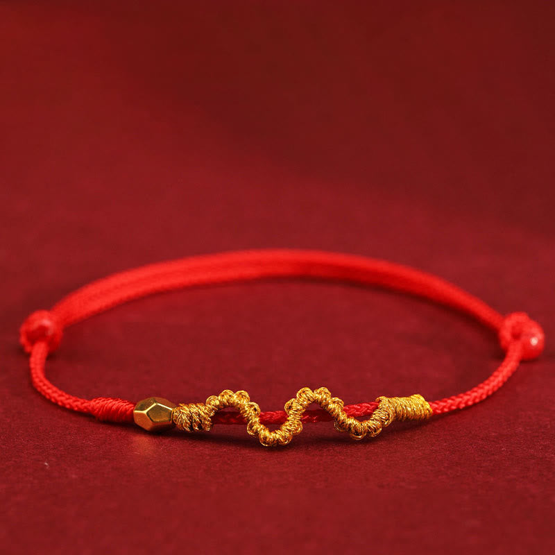 Bracelet de cheville tressé fait main en or 999 avec Buddha Stones Année du serpent - Serpent d'or 999 - Bracelet de cheville (circonférence de la cheville 19-23 cm) - image 0