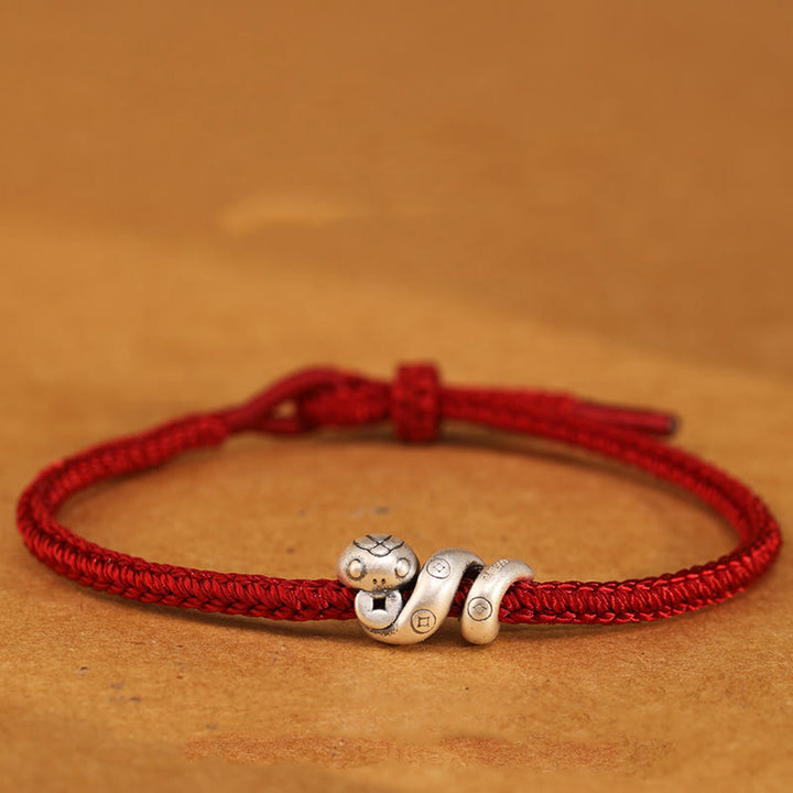 Bracelet tressé de protection en argent sterling 999 de Buddha Stones, fabriqué à la main, année du serpent - image 2