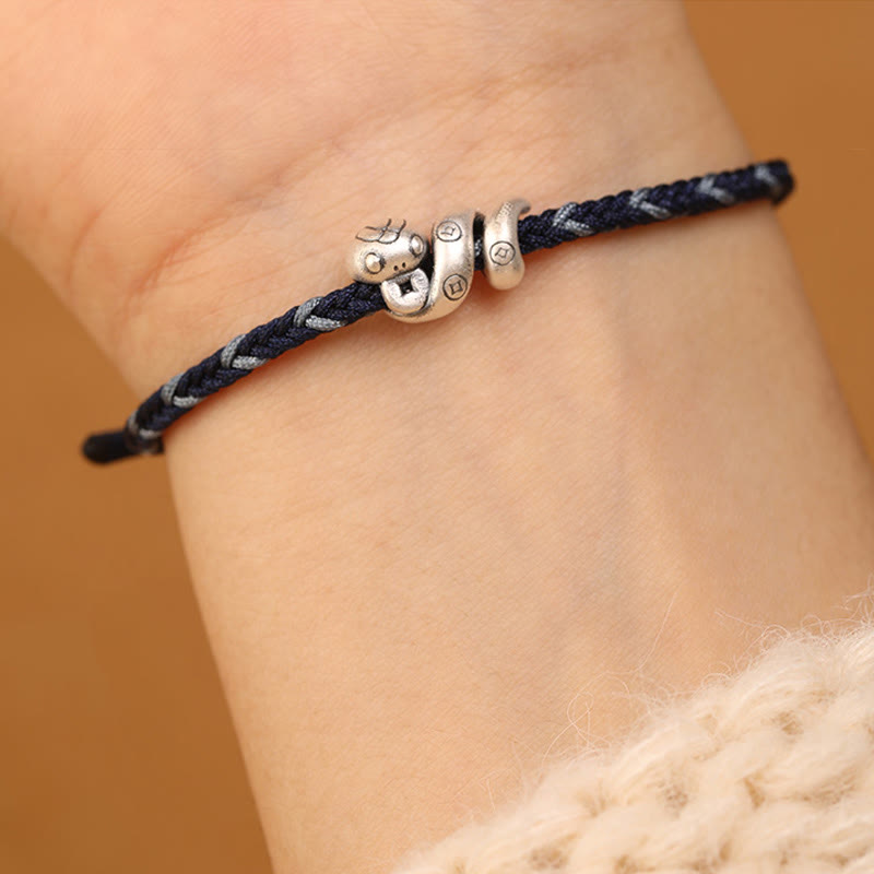 Bracelet tressé de protection en argent sterling 999 de Buddha Stones, fabriqué à la main, année du serpent - image 16