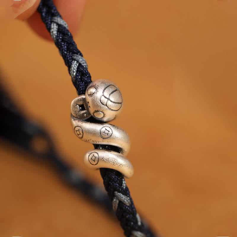 Bracelet tressé de protection en argent sterling 999 de Buddha Stones, fabriqué à la main, année du serpent - image 13