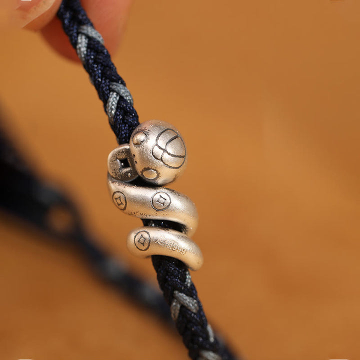 Bracelet tressé de protection en argent sterling 999 de Buddha Stones, fabriqué à la main, année du serpent - image 13
