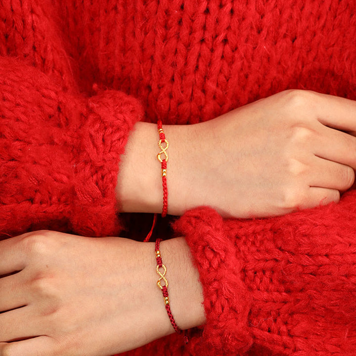 Bracelet porte-bonheur fait main en or 999 Buddha Stones Année du serpent Nœud éternel sans fin Infini - image 16