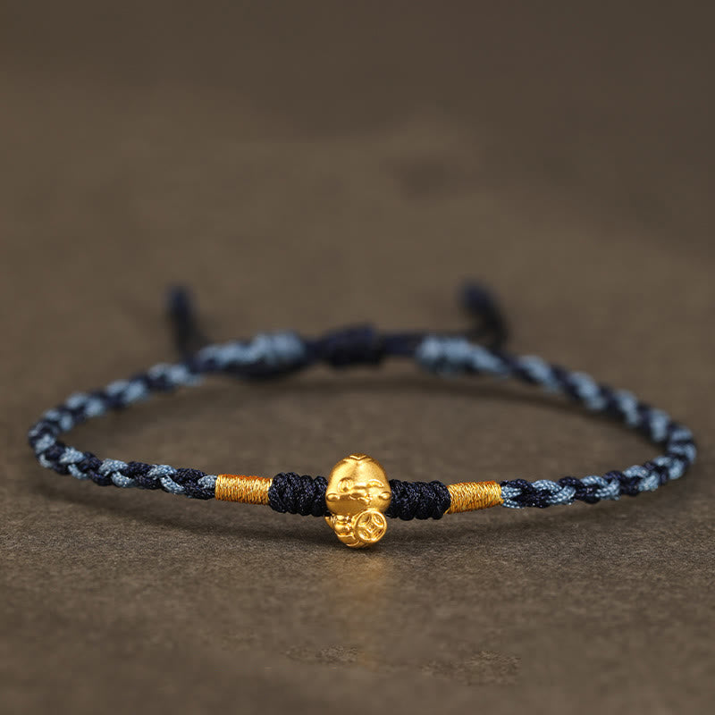 Bracelet porte-bonheur en cuivre fait main avec personnage Fu en or 999 Année du serpent
