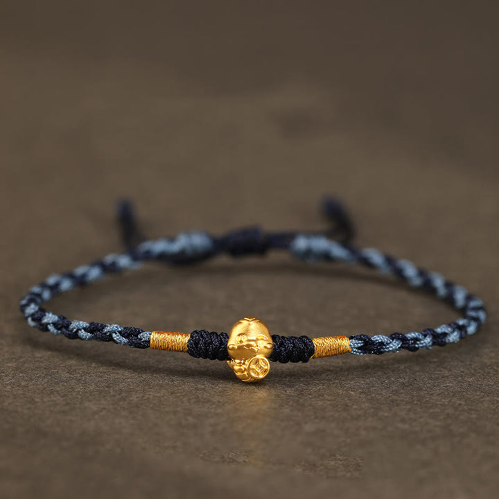 Bracelet porte-bonheur en cuivre fait main avec personnage Fu en or 999 Année du serpent