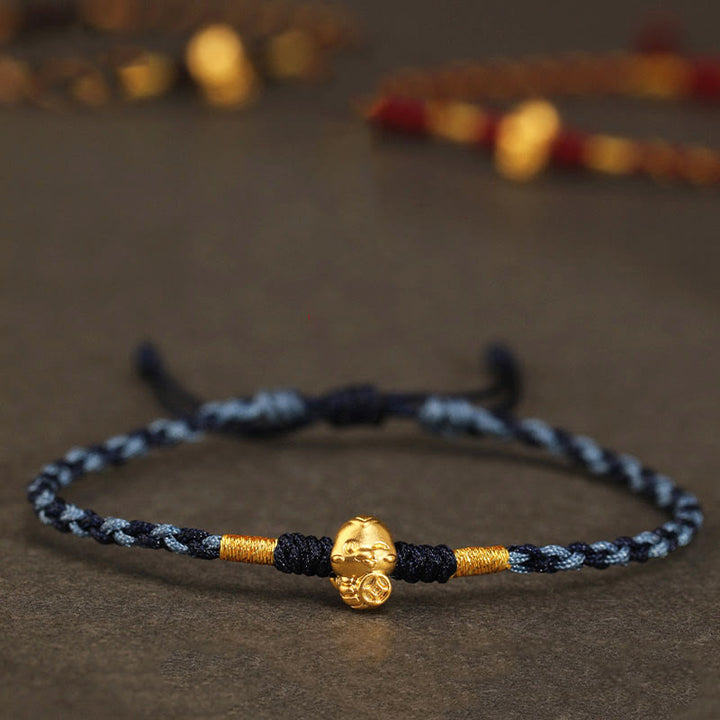 Bracelet porte-bonheur en cuivre fait main avec personnage Fu en or 999 Année du serpent