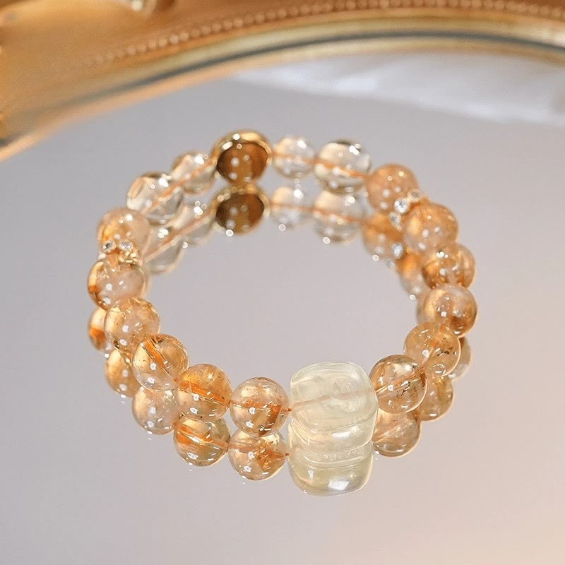 Bracelet de la déesse de la richesse en Buddha Stones, topaze, citrine, œil de tigre, Zakiram
