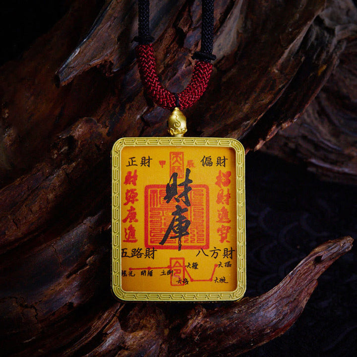 Collier pendentif en Buddha Stones tibétain Zakiram à neuf queues, dieu de la richesse, peint en jaune, Thangka, espoir