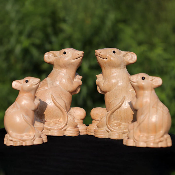 Buddha Stones Année du serpent Caractère du zodiaque chinois Fu Statue en bois de pêche Décoration de la maison