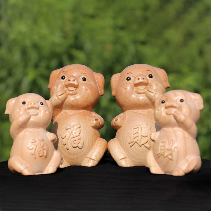 Buddha Stones Année du serpent Caractère du zodiaque chinois Fu Statue en bois de pêche Décoration de la maison