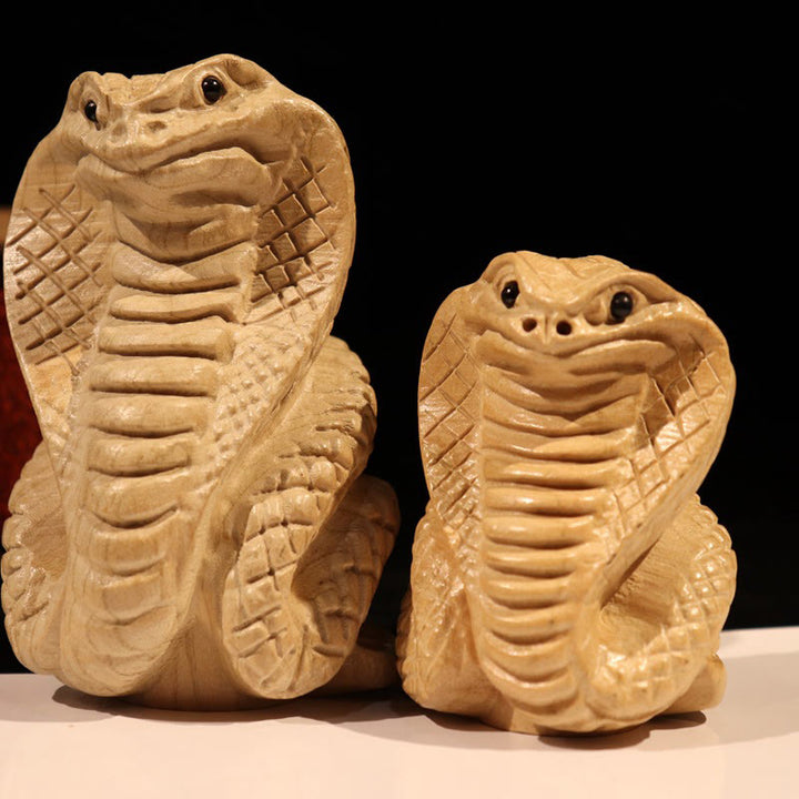 Buddha Stones Année du serpent Caractère du zodiaque chinois Fu Statue en bois de pêche Décoration de la maison