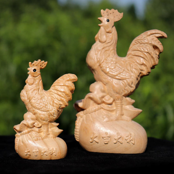 Buddha Stones Année du serpent Caractère du zodiaque chinois Fu Statue en bois de pêche Décoration de la maison