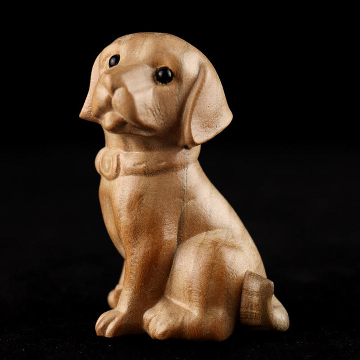 Buddha Stones Année du serpent Caractère du zodiaque chinois Fu Statue en bois de pêche Décoration de la maison - Chien - Hauteur 11,5 cm - image 28