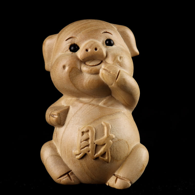 Buddha Stones Année du serpent Caractère du zodiaque chinois Fu Statue en bois de pêche Décoration de la maison
