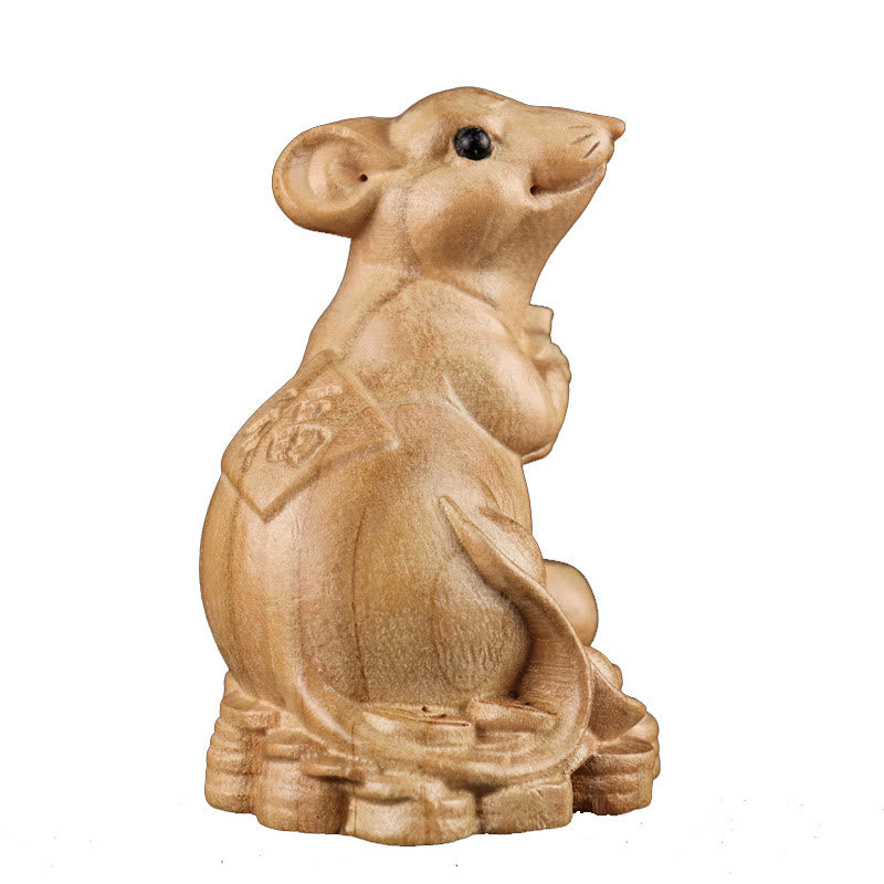 Buddha Stones Année du serpent Caractère du zodiaque chinois Fu Statue en bois de pêche Décoration de la maison