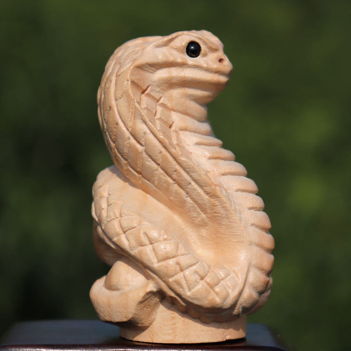 Buddha Stones Année du serpent Caractère du zodiaque chinois Fu Statue en bois de pêche Décoration de la maison