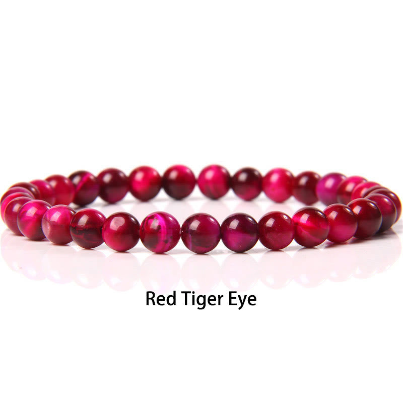 Buddha Stones 6 mm Diverses pierres Cristal Noir Paillettes Pierres Oeil de Tigre Rouge Bracelet de Protection