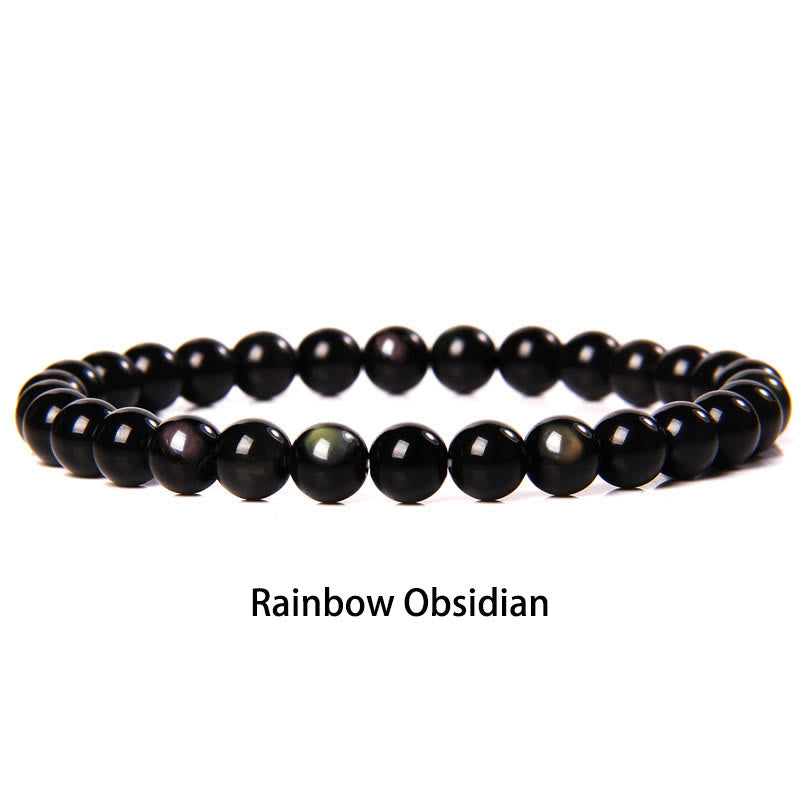 Buddha Stones 6 mm Diverses pierres Cristal Noir Paillettes Pierres Oeil de Tigre Rouge Bracelet de Protection