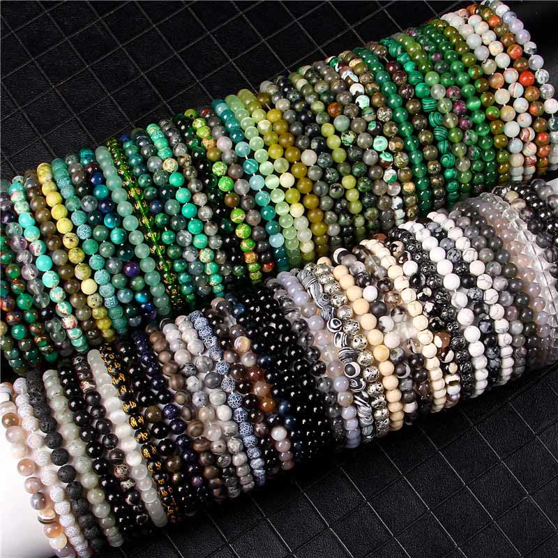 Buddha Stones 6 mm Diverses pierres Cristal Noir Paillettes Pierres Oeil de Tigre Rouge Bracelet de Protection