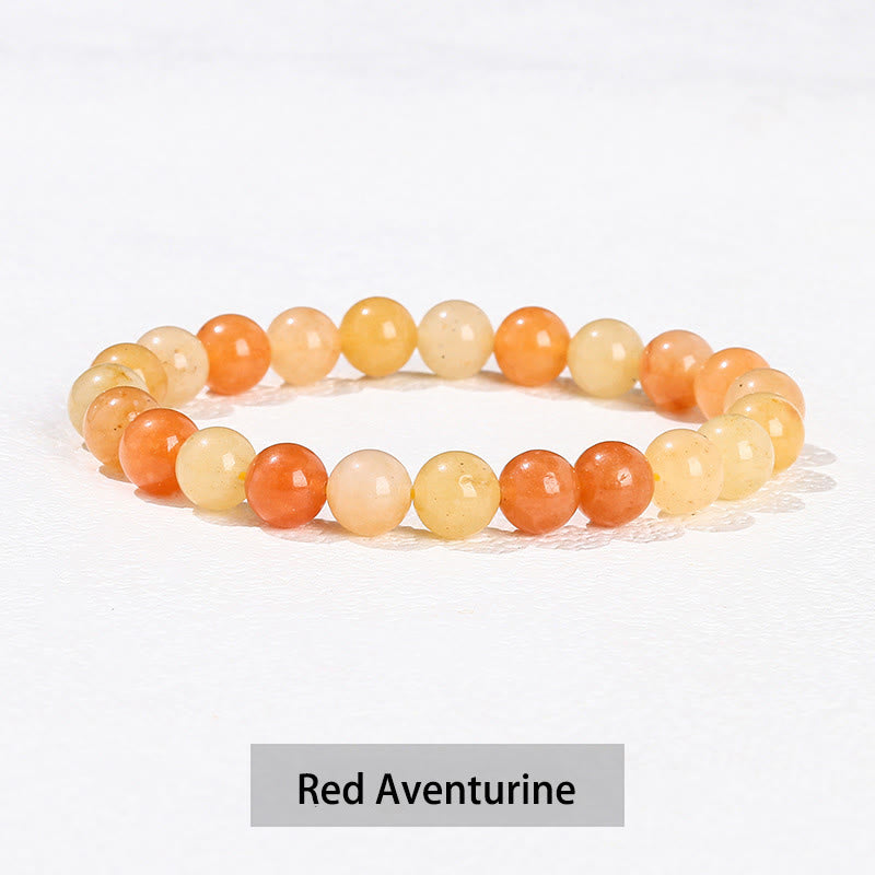 Bracelet de guérison en Buddha Stones, diverses pierres de cristal, améthyste, aventurine verte, quartz rose - Aventurine rouge - 10 mm (circonférence du poignet 14-16 cm) - image 13