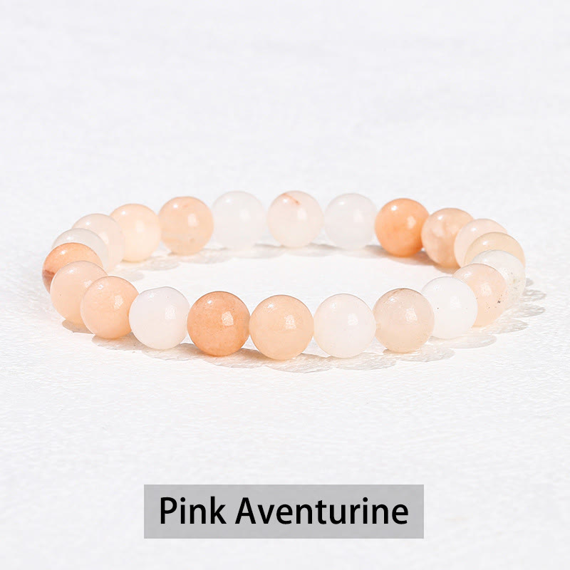 Bracelet de guérison en Buddha Stones, diverses pierres de cristal, améthyste, aventurine verte, quartz rose - Aventurine rose - 10 mm (circonférence du poignet 14-16 cm) - image 12