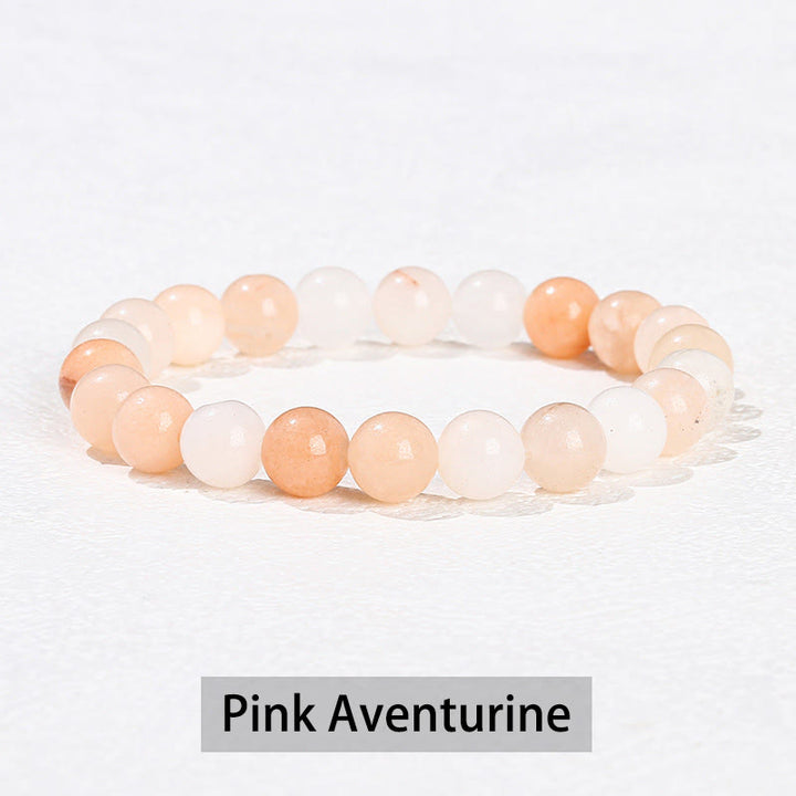 Bracelet de guérison en Buddha Stones, diverses pierres de cristal, améthyste, aventurine verte, quartz rose - Aventurine rose - 10 mm (circonférence du poignet 14-16 cm) - image 12