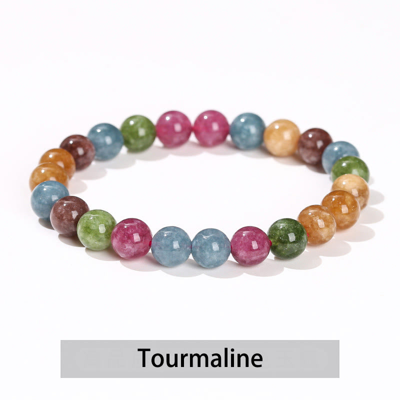 Bracelet de guérison en Buddha Stones, diverses pierres de cristal, améthyste, aventurine verte, quartz rose - Tourmaline - 10 mm (circonférence du poignet 14-16 cm) - image 16