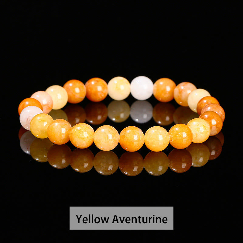 Bracelet de guérison en Buddha Stones, diverses pierres de cristal, améthyste, aventurine verte, quartz rose - Aventurine jaune - 10 mm (circonférence du poignet 14-16 cm) - image 14