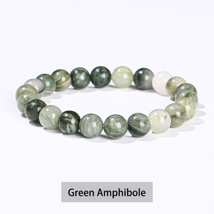 Bracelet de guérison en Buddha Stones, diverses pierres de cristal, améthyste, aventurine verte, quartz rose - Amphibole verte - 10 mm (circonférence du poignet 14-16 cm) - image 36