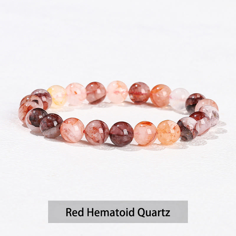 Bracelet de guérison en Buddha Stones, diverses pierres de cristal, améthyste, aventurine verte, quartz rose - Quartz hématoïde rouge - 10 mm (circonférence du poignet 14-16 cm) - image 26