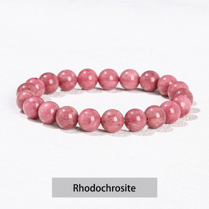 Bracelet de guérison en Buddha Stones, diverses pierres de cristal, améthyste, aventurine verte, quartz rose - Rhodonite - 10 mm (circonférence du poignet 14-16 cm) - image 33
