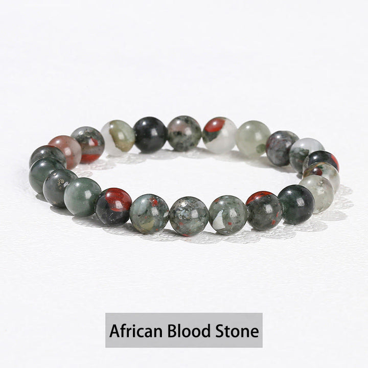 Bracelet de guérison en Buddha Stones, diverses pierres de cristal, améthyste, aventurine verte, quartz rose - Pierre de sang africaine - 10 mm (circonférence du poignet 14-16 cm) - image 30