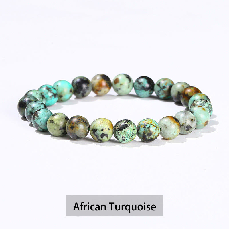 Bracelet de guérison en Buddha Stones, diverses pierres de cristal, améthyste, aventurine verte, quartz rose - Turquoise africaine - 10 mm (circonférence du poignet 14-16 cm) - image 42