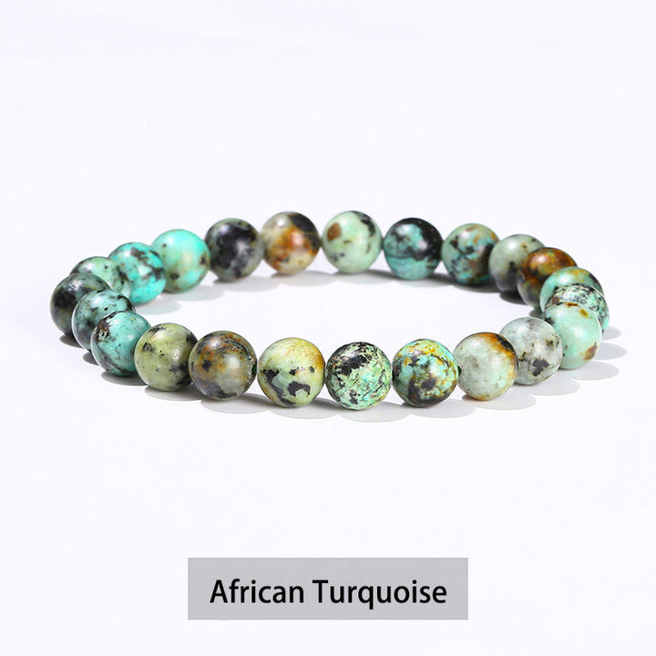 Bracelet de guérison en Buddha Stones, diverses pierres de cristal, améthyste, aventurine verte, quartz rose - Turquoise africaine - 10 mm (circonférence du poignet 14-16 cm) - image 42