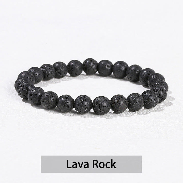 Bracelet de guérison en Buddha Stones, diverses pierres de cristal, améthyste, aventurine verte, quartz rose - roche de lave - 10 mm (circonférence du poignet 14-16 cm) - image 40