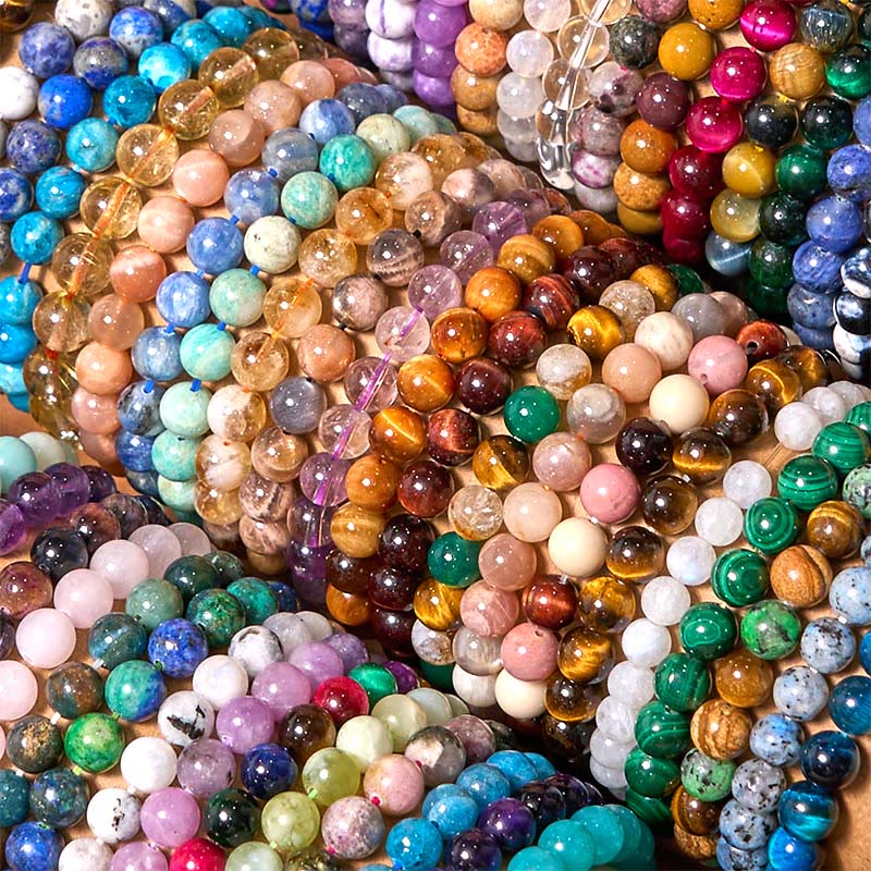 Bracelet de calme en pierre de Bouddha avec divers cristaux, malachite, lazurite et hémimorphite