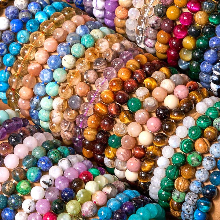 Bracelet de calme en pierre de Bouddha avec divers cristaux, malachite, lazurite et hémimorphite