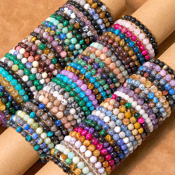 Bracelet de calme en pierre de Bouddha avec divers cristaux, malachite, lazurite et hémimorphite