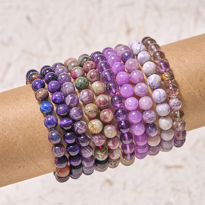 Bracelet de guérison et d'amour Keep Calm Purple de Buddha Stones