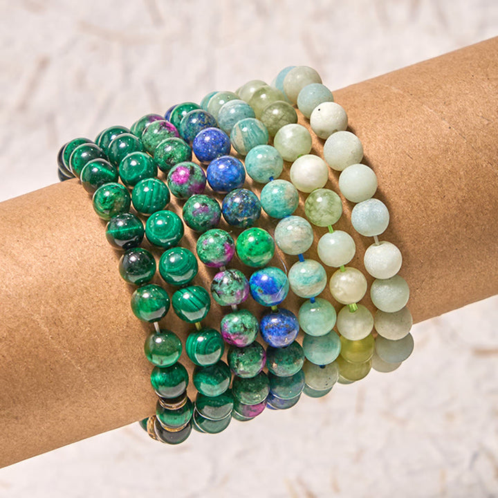 Bracelet de soutien pour l'équilibre et le calme de la série verte Love Self de Buddha Stones