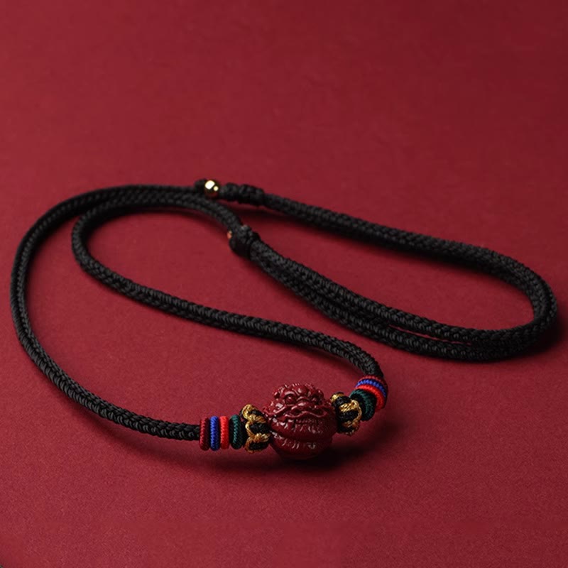 Collier avec pendentif en corde noire et Buddha Stones et cinabre, signe du zodiaque chinois - Dragon cinabre - image 21