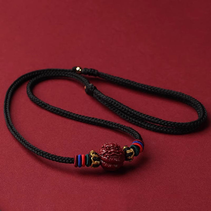 Collier avec pendentif en corde noire et Buddha Stones et cinabre, signe du zodiaque chinois - Dragon cinabre - image 21