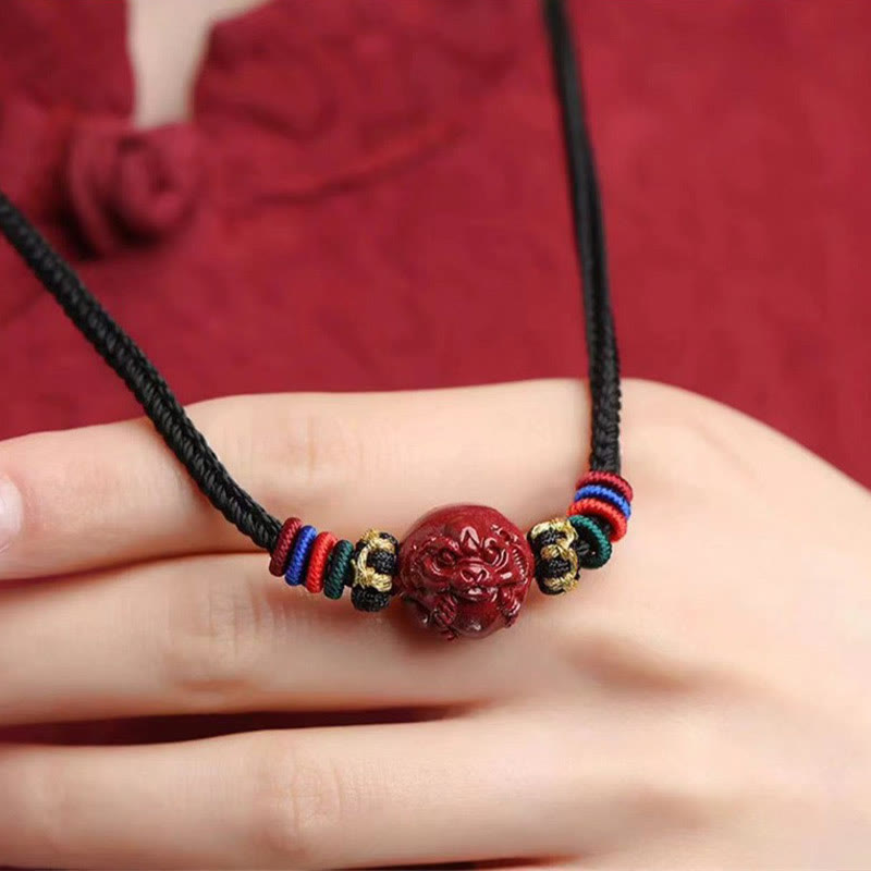 Collier avec pendentif en corde noire et Buddha Stones et cinabre, signe du zodiaque chinois - image 12