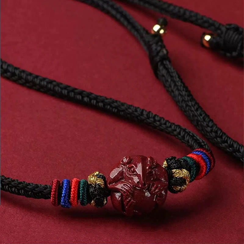 Collier avec pendentif en corde noire et Buddha Stones et cinabre, signe du zodiaque chinois - image 20