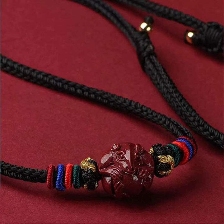 Collier avec pendentif en corde noire et Buddha Stones et cinabre, signe du zodiaque chinois - image 20