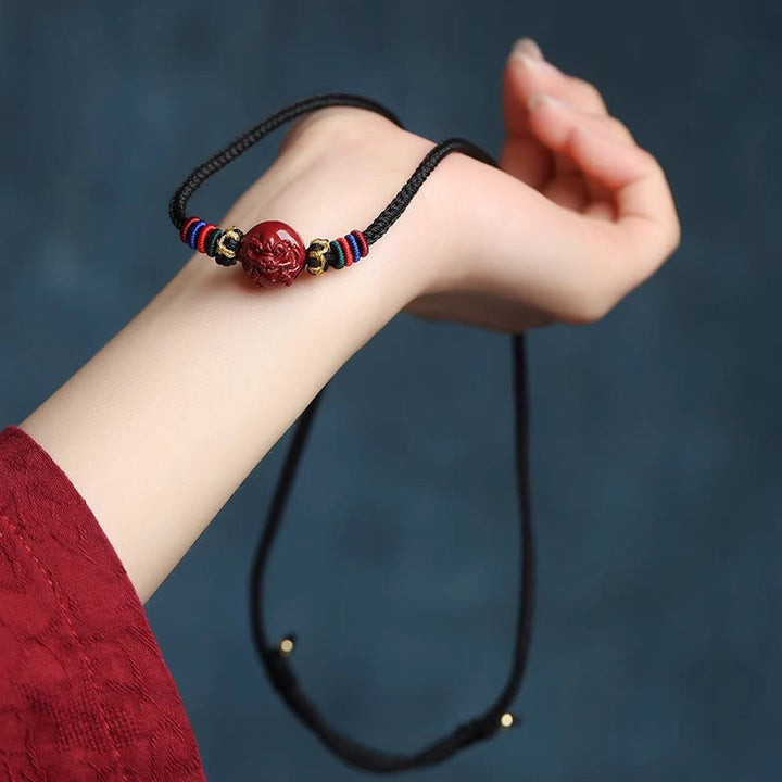 Collier avec pendentif en corde noire et Buddha Stones et cinabre, signe du zodiaque chinois - image 13