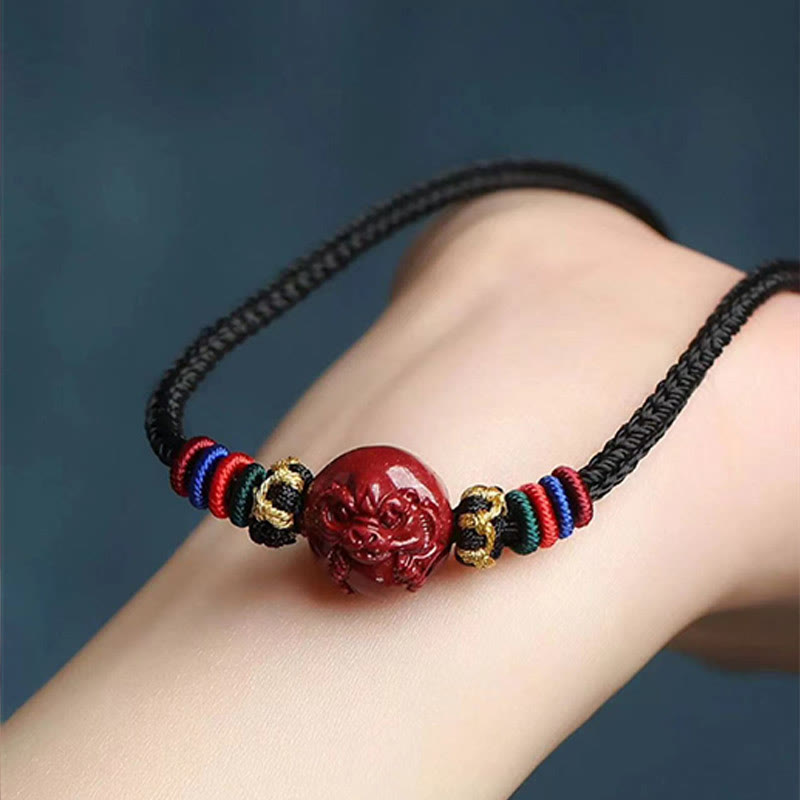 Collier avec pendentif en corde noire et Buddha Stones et cinabre, signe du zodiaque chinois - image 14
