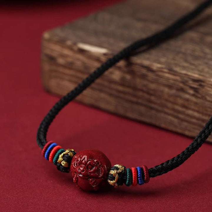 Collier avec pendentif en corde noire et Buddha Stones et cinabre, signe du zodiaque chinois - image 15